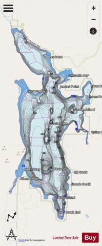 Ozette Lake depth contour Map - i-Boating App - Streets