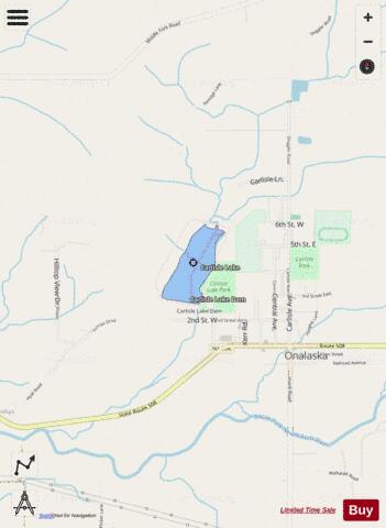 Carlisle Lake depth contour Map - i-Boating App - Streets