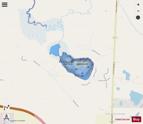 Ashippun Lake depth contour Map - i-Boating App - Streets