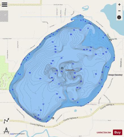 Devils Lake depth contour Map - i-Boating App - Streets