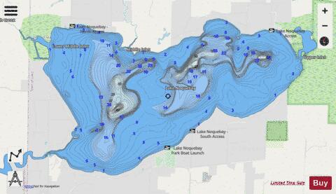 Lake Noquebay depth contour Map - i-Boating App - Streets