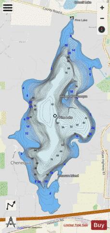Pine Lake depth contour Map - i-Boating App - Streets