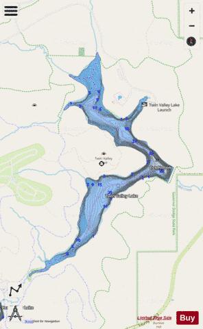 Twin Valley Lake depth contour Map - i-Boating App - Streets