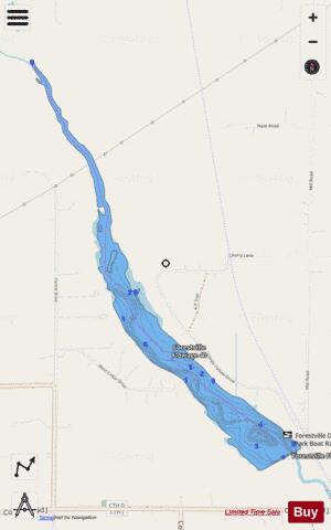 Forestville Flowage 40 depth contour Map - i-Boating App - Streets