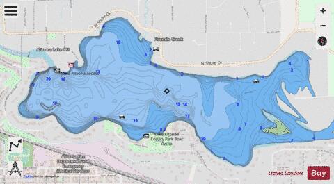 Altoona Lake depth contour Map - i-Boating App - Streets
