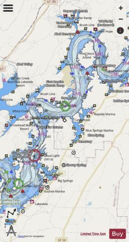 Watts Bar Second depth contour Map - i-Boating App - Streets